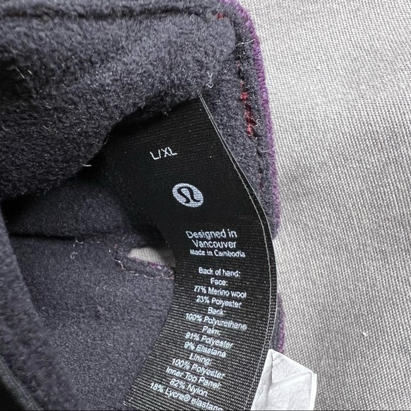 NWT Lululemon City Keeper Gloves L/XL Purple Black (HTGT) *Fleece Lined - Picture 11 of 15